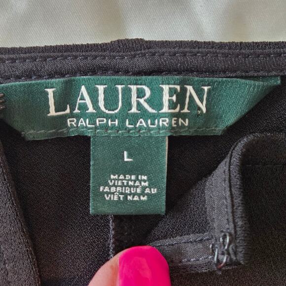 Lauren Ralph Lauren Long Sleeve Tunic Top Blouse Black sz L Keyhole Front - Picture 3 of 11